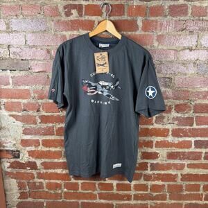 Red Canoe Shirt Mens Large Gray Curtiss P-40 Warhawk Graphic Tee Aviation NWT